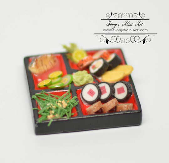 112 Dollhouse Miniature Japanese Sushi Platter Bd F232