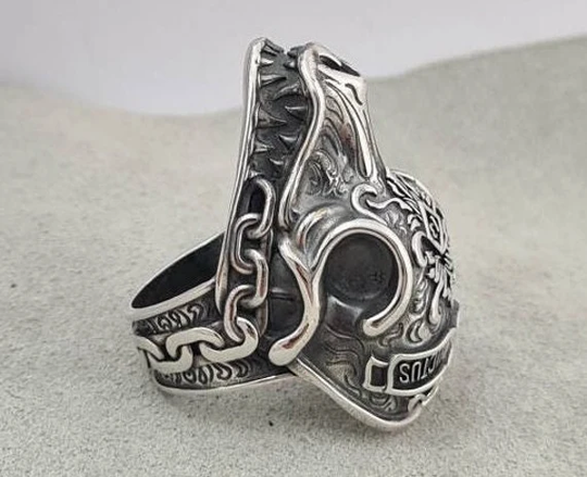 Morior Invictus Handmade Sterling Silver Men Ring, Jewelry, Days Gone Gothic Black Friday