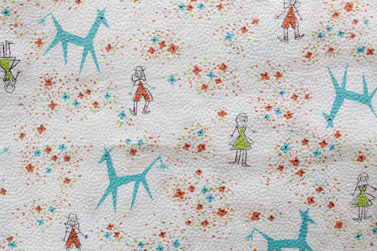 1960's Novelty Print Embossed Cotton Blend Fabric/5 Yards X 36"
