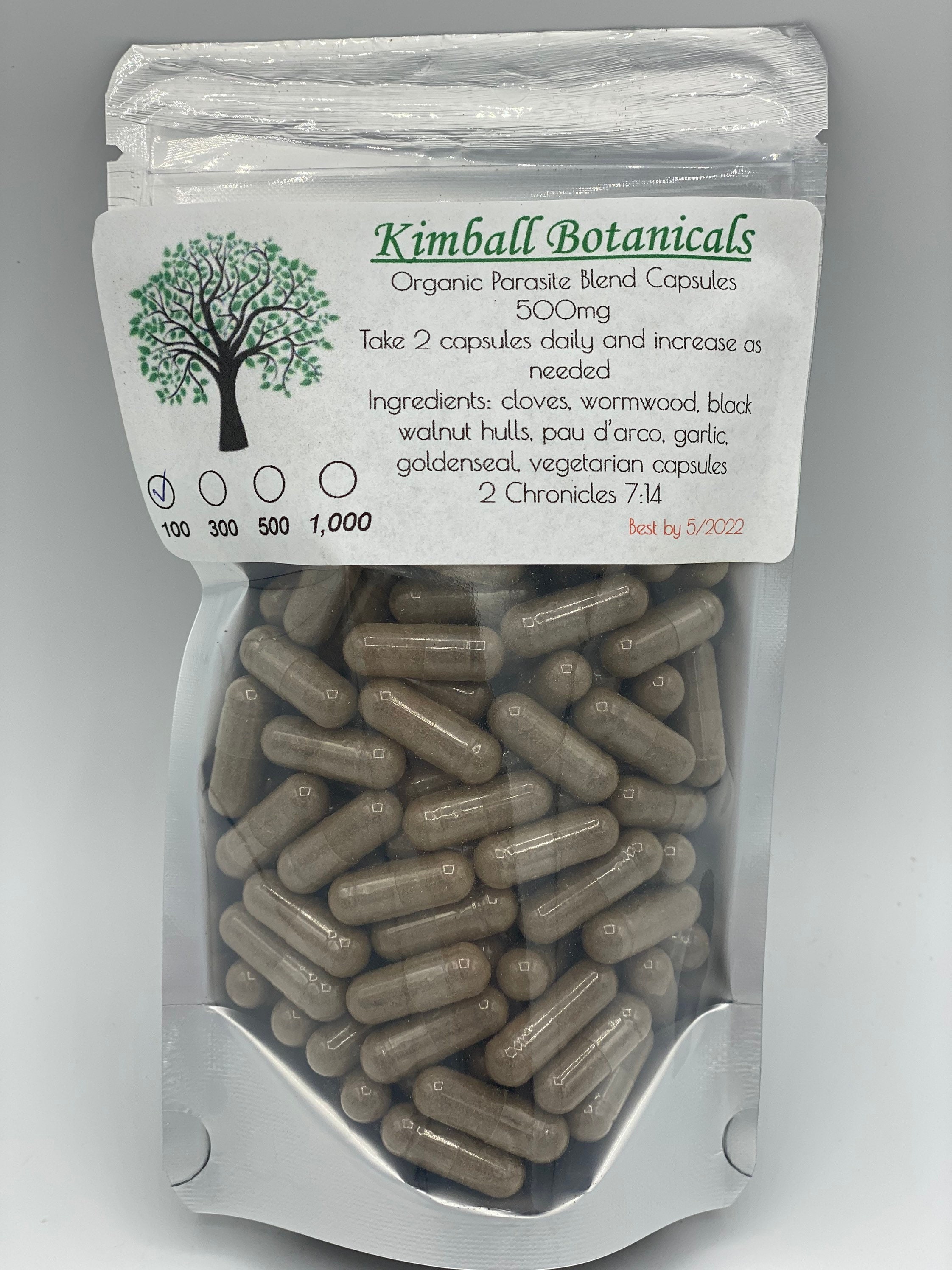 Organic Parasite Blend 500Mg Vegetarian Capsules Made Fresh To Order