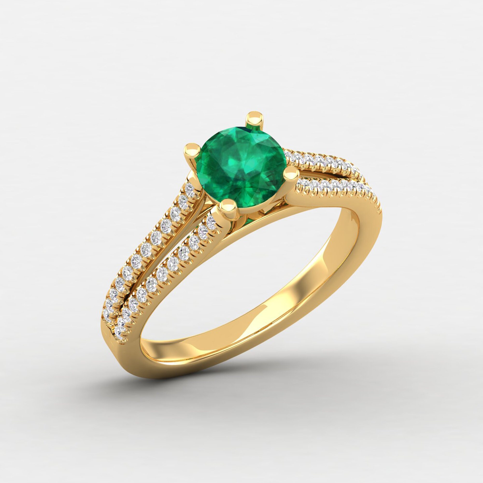 Vintage Emerald Wedding Ring, Solid 14K Gold Edwardian Engagement Dainty Gift For Women