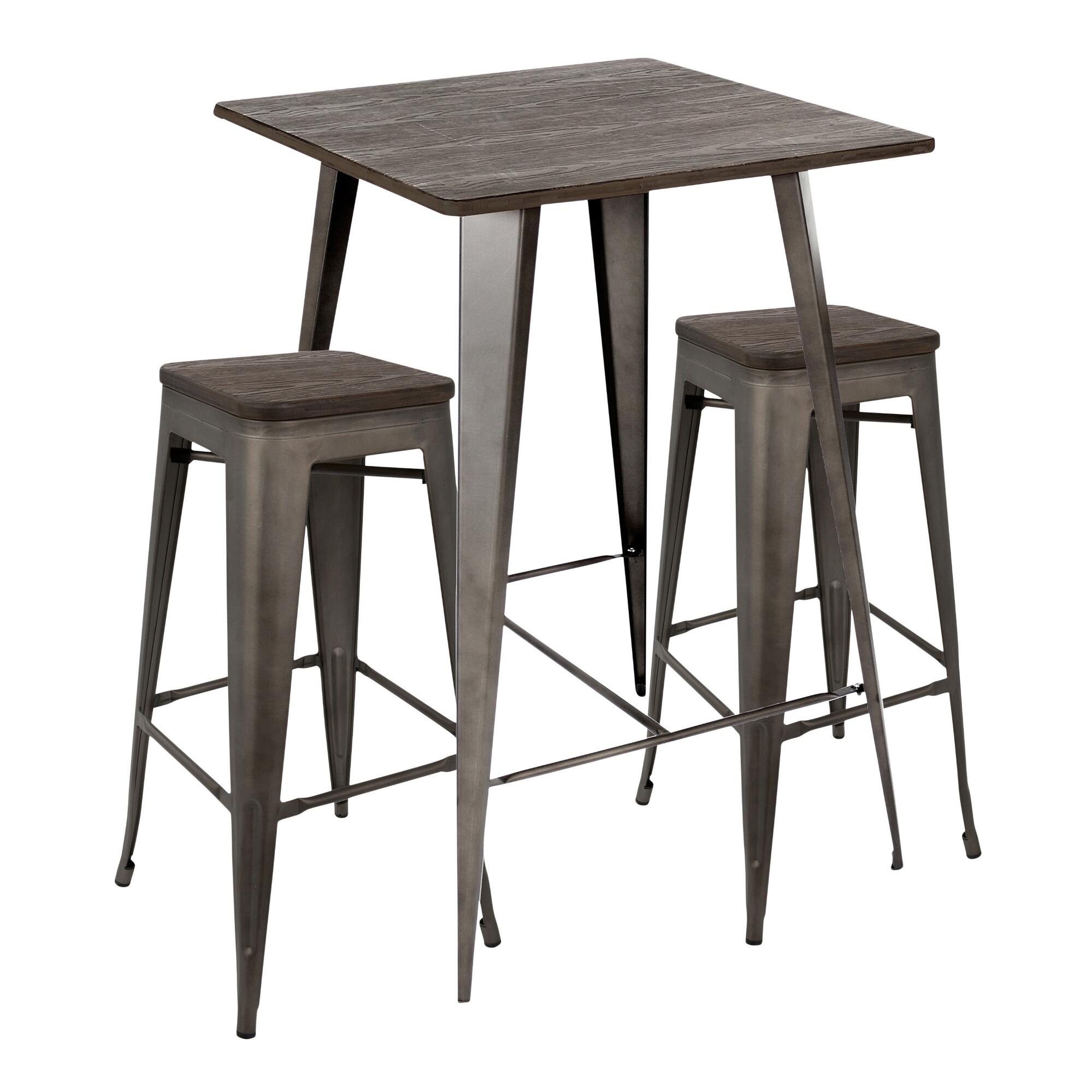 Antique Metal and Espresso Wood Arwen Pub Dining Collection by World Market