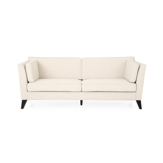 Best Selling Home Decor Bradford Modern Beige and Dark Brown Polyester/Blend Sofa in Off-White | 313236
