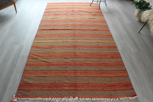 Vintage Striped Kilim, Ethnic Kilim Rug, 4'7"x9'4" Ft Wide Runner, Bohemian, Decorative Rug