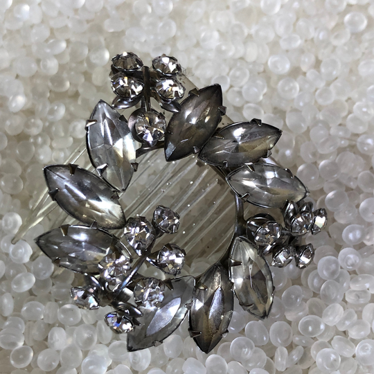 Antique Hair Comb, Clear Rhinestones, Ornament Bride Hair