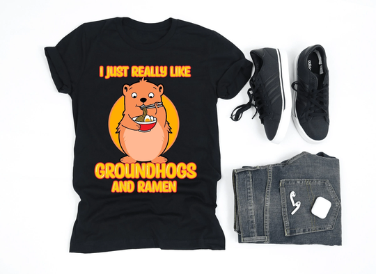 I Just Really Like Groundhogs & Ramen Shirt, Groundhog Lover Gift, V-Neck, Tank Top, Sweatshirt, Hoodie