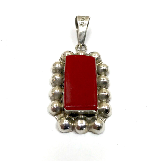 Vintage 925 Mexico Red Jasper Studded Pendant.#2941