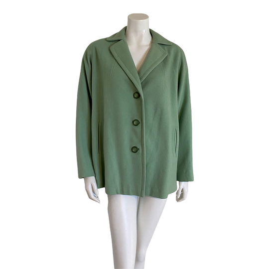 1950S/Vintage Green Ladies A-Line Topper Coat Kelsall & Kemp Ltd Xl