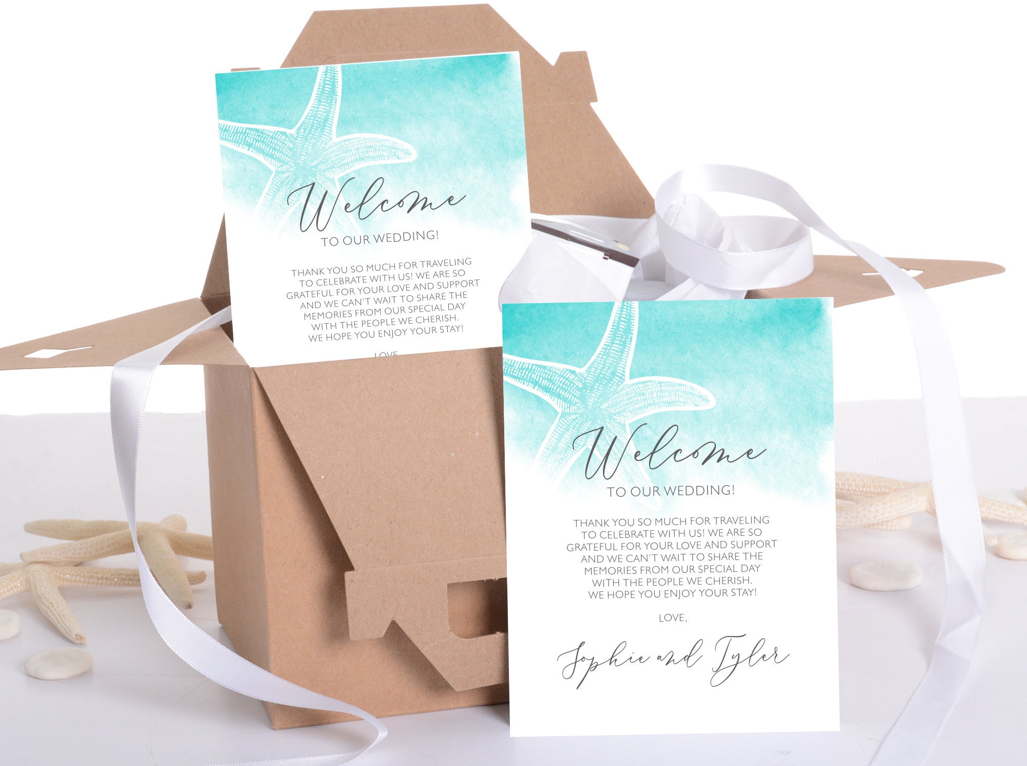 Wedding Welcome Notes, Beach Box Letters, To Our Wedding, Note Cards #wdiwc-330