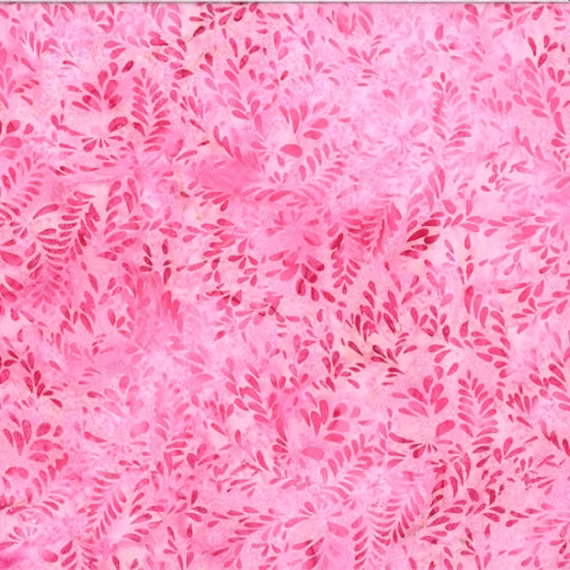 Hoffman California Cosmopolitan Cotton Candy Pink Leaf, Blender, Hand-Dyed in Bali, 100% Cotton, Cut To Order, Great For Quilting