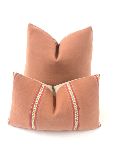 High End Wool Blend Pillows in Dark Peach, Decorative