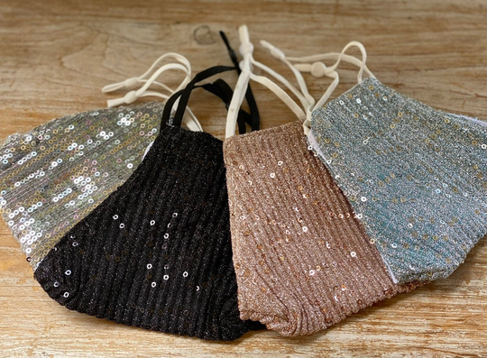 Sequin Face Mask, Mask For Wedding, Special Occasion Rose Gold Bridesmaid Formal Adjustable, Filter Pocket