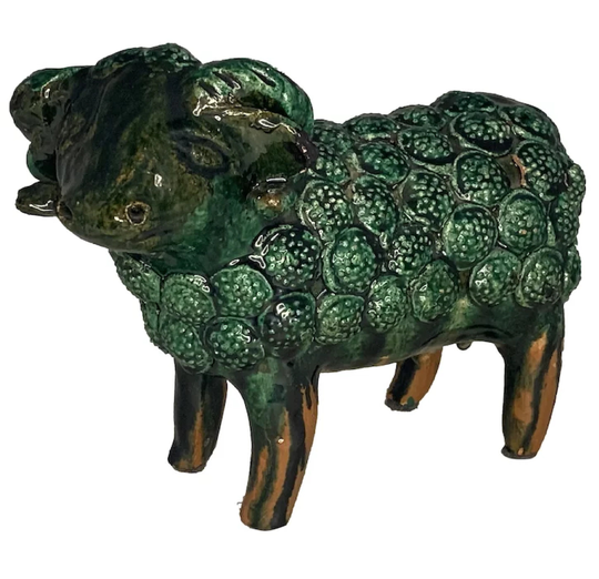 George Wagner Glazed Redware Sheep Bank Carbon Co., Pa C. 1890 Free Shipping