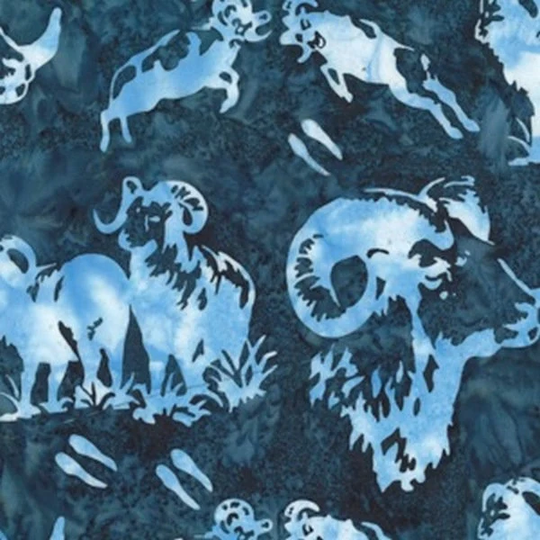 Hoffman Fabrics Navy Blue Bighorn Sheep Batik Fat Quarter N2914-19-Navy