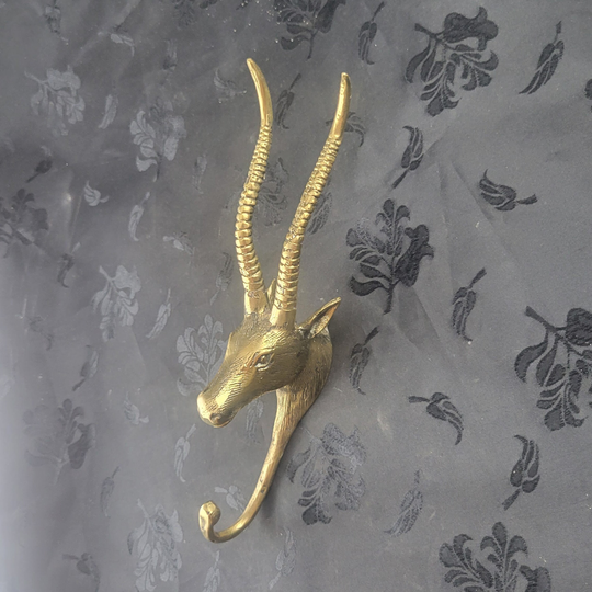 Brass African Impala Wall Sculpture Hook