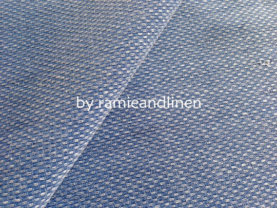 Silk Fabric, Silk Cotton Blend Jacquard Weave Fabric, Denim Blue, Half Yard By 44" Wide