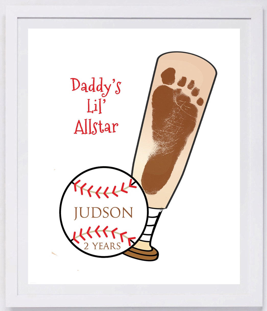 Baseball & Bat Footprint Wall Art 202 Pap