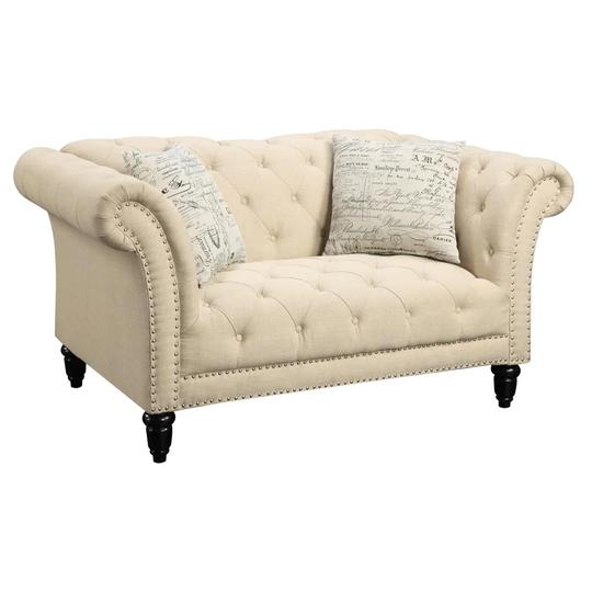 Picket House Furnishings Twine Modern Natural Polyester/Blend Loveseat in Off-White | UTW082200