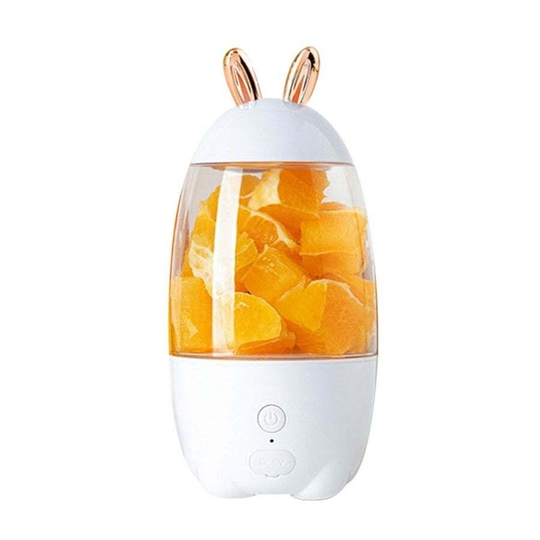 Lovely Rabbit Household Portable USB Rechargeable Juicer Cup Fruit Blender Mixer Portable Mini Size Multifunctional Fruit Juicer - White