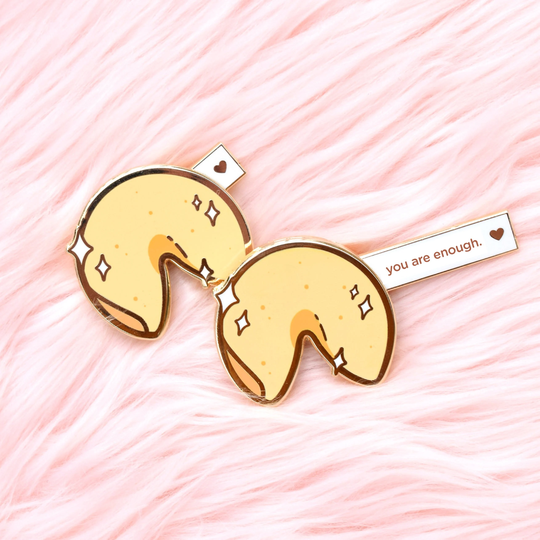Fortune Cookie Motivational Enamel Pin // Life, Artist, Strong, Friend Gift, Graduation Sliding Pin, Interactive