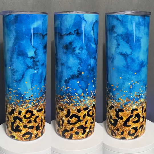 Turquoise Gold Leopard Tumbler 20Oz