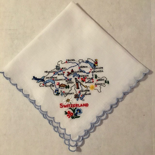 Vintage Switzerland Embroidered Hankie