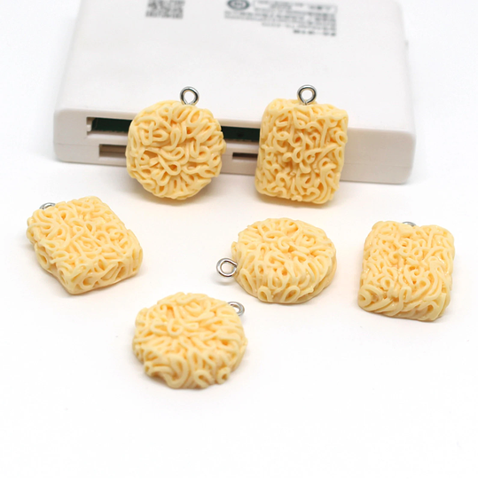 Instant Ramen Noodle Charm With Eye Pin Round Or Square | Round 20mm, 20mm X 15mm