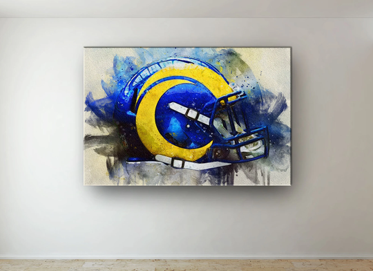 Los Angeles Rams Nfl Helmet Oil Paint Design Canvas Art Gift For La Fans