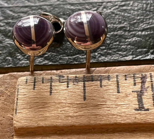 E1001 Stud Sterling Silver Wampum Quahog Earrings