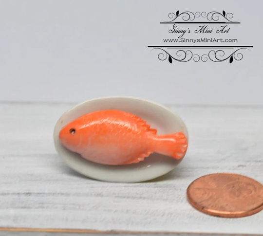 112 Dollhouse Miniature Tilapia Fish On Plate Bd K3052