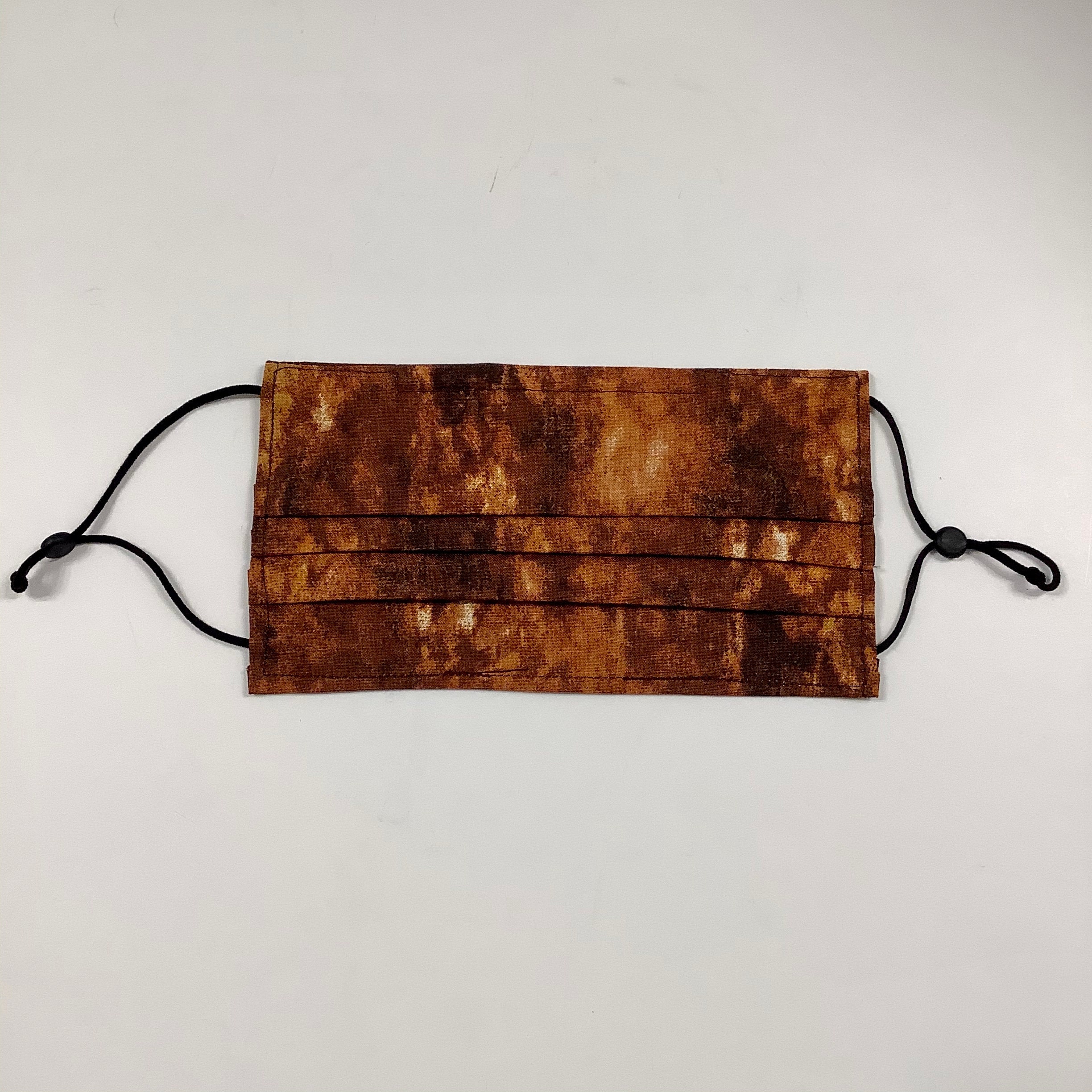 Brown Tan Blender Face Mask, 3 Layer Pleated Abstract 100% Cotton, Breathable Adjustable Head Elastic Fabric Tie Nose Wire Xl Uniform Work