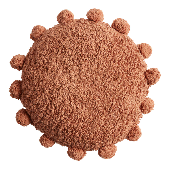Round Rust Pom Pom Throw Pillow by World Market