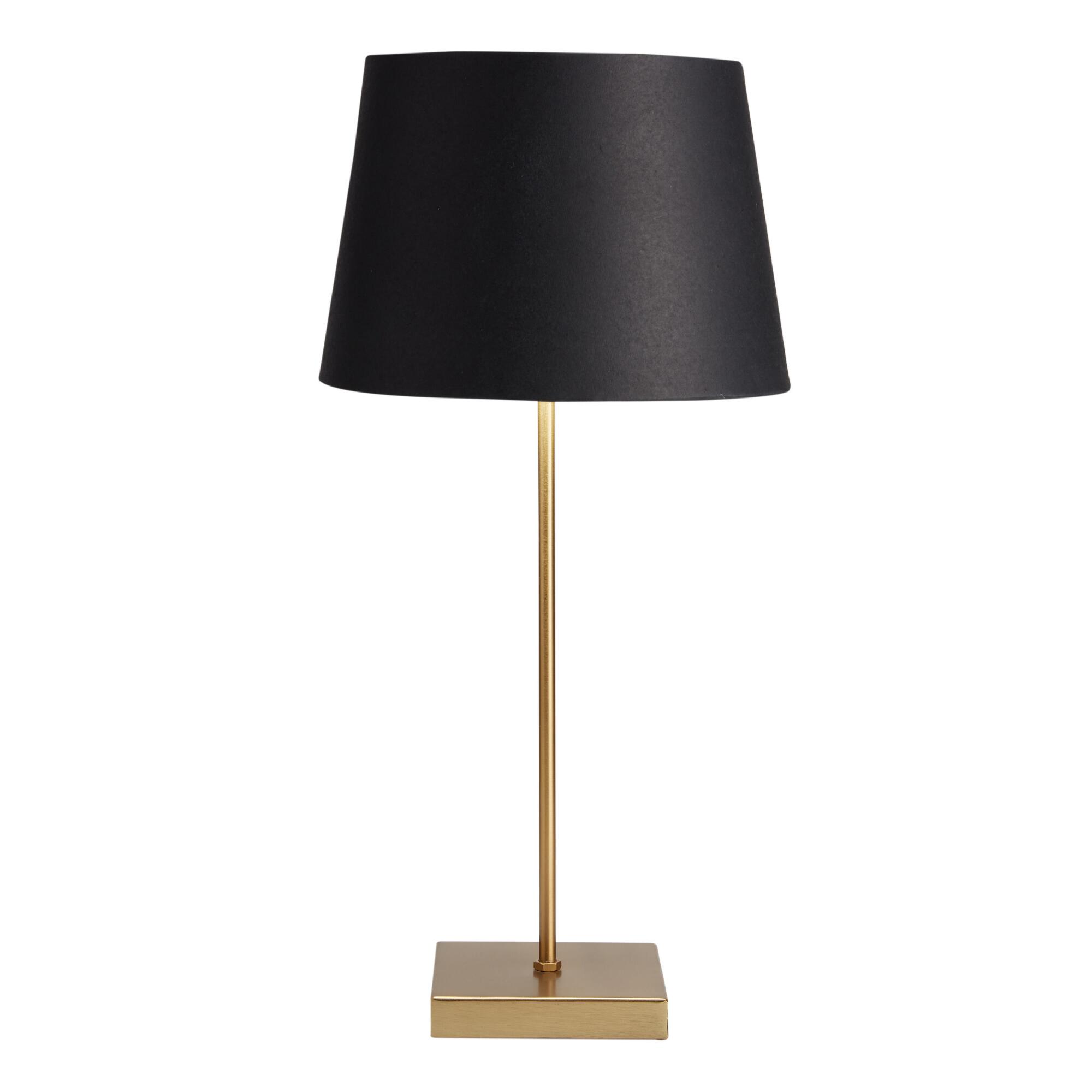 Brass Manvi Accent Lamp with Black Shade by World Market