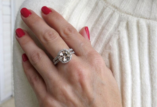 Engagement Ring Clear Morganite, Set, Ring Set, Rings