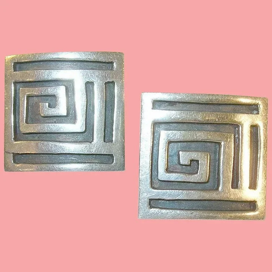 Vintage Sterling Modernist Earrings