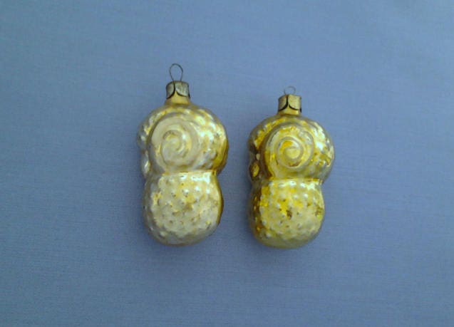 Set Of 2 Vintage Soviet Glass Christmas Tree Decoration - Rams, Ornaments, Ida3-04, Made in Ussr, 1960S