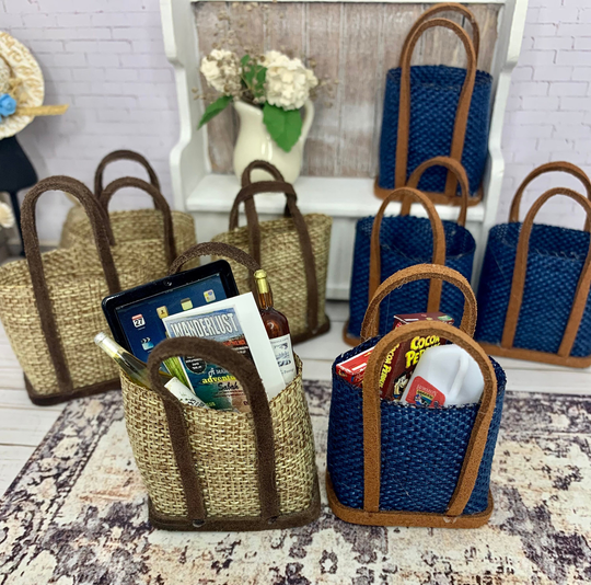 Miniature Dollhouse Tote Bag Or Beach Bag, 112, Miniature Farmhouse Mini Shopping