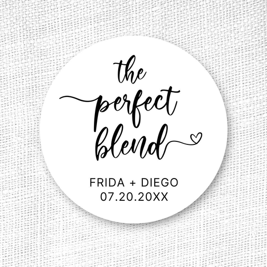 Wedding Sticker, Perfect Blend, K-Cup Sticker, Coffee Personalized Wedding Favor Celebration Sticker