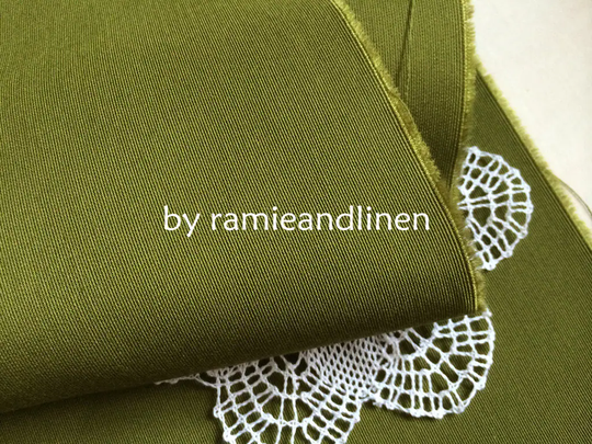 Silk Fabric, Ribbed & Cotton Blend Fern Green, Half Yard By 43" Wide