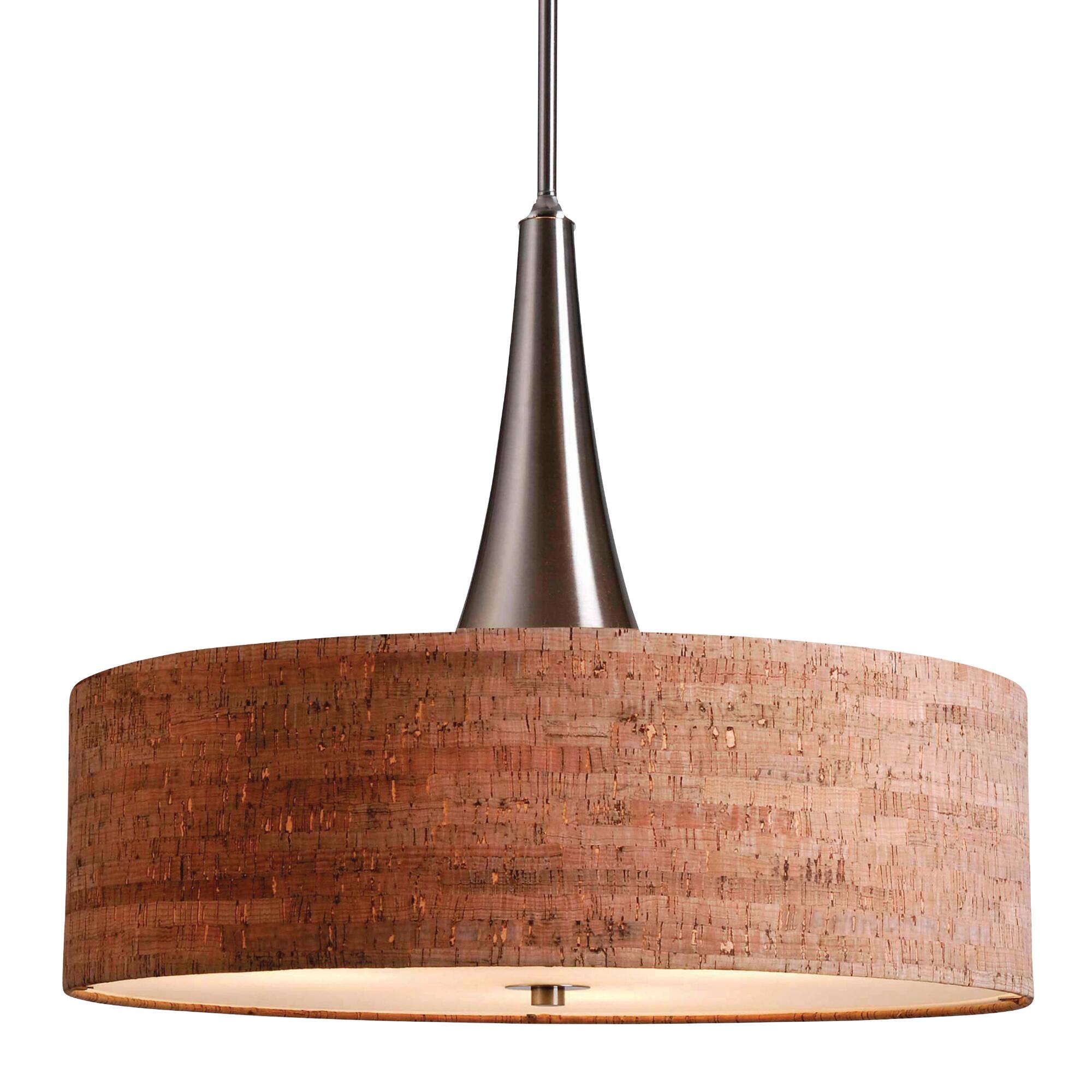 Brushed Steel and Cork 3 Light Pendant Lamp by World Market