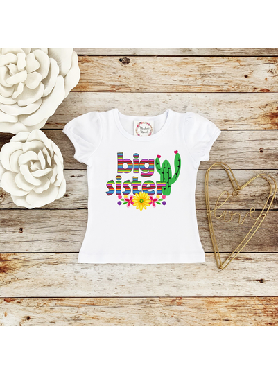 Big Sister Of The Birthday Girl Fiesta Tee, Sis Theme Matching Tee