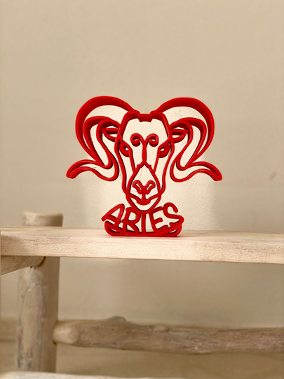 Aries, Zodiac Symbol, Ram, Minimalist Art, Plastic Sculpture, Astrology, Shelf Sitter, Tabletop Figure, 3D Print Gift, Birthday Presents