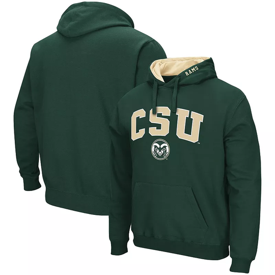 Men's Colosseum Green Colorado State Rams Arch and Logo Pullover Hoodie, Size: XL, CST Green