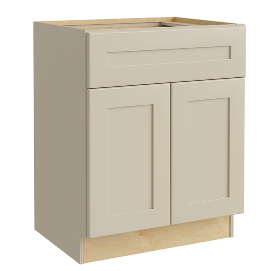 Luxxe Cabinetry Norfolk 24-in W x 34.5-in H x 21-in D Blended Cream Painted Door and Drawer Base Fully Assembled Semi-custom Cabinet Shaker Door