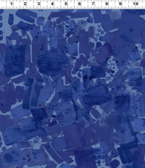 Watercolor Splash Blender in Dark Indigo Blue From Sanibel Collection By Sue Zipkin For Clothworks Fabric- 100% Cotton - You Choose The Cut