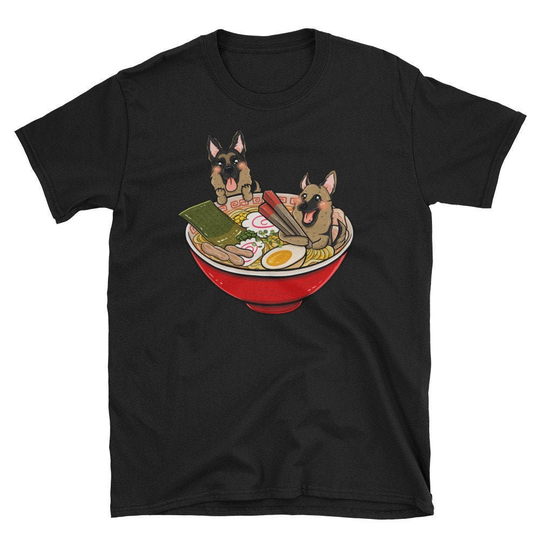 German Shepherd Kawaii Ramen Shirt, Funny T-Shirt, Dog Tee