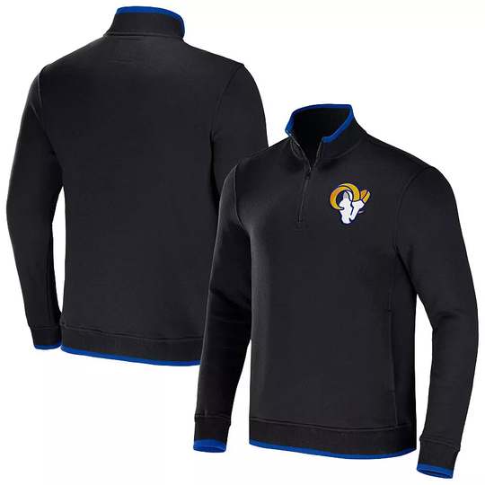 Men's NFL x Darius Rucker Collection by Fanatics Black Los Angeles Rams Logo Quarter-Zip Top, Size: Small
