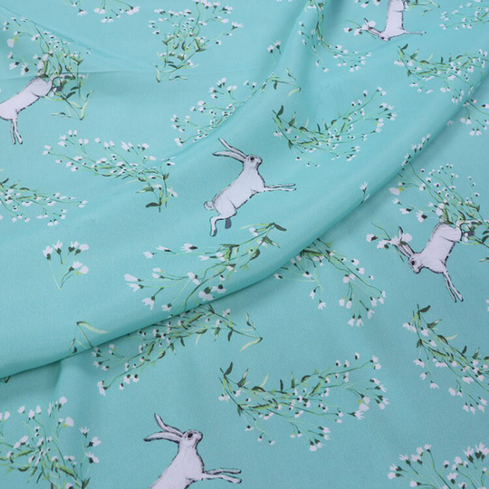 Animal Flowers Silk Cotton Blend Blue Fabric, Fabrics in The Yard, Fabric, Width 54 Inch