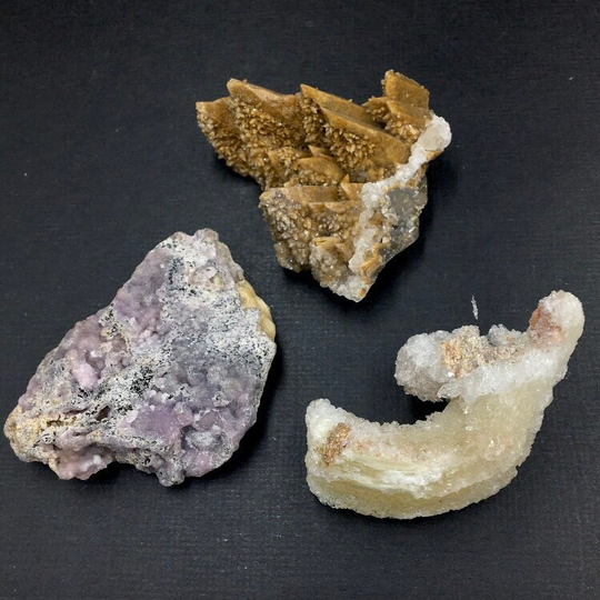 Santa Eulalia Mexico Set Of 3 Rams Horn Selenite Smithsonite Dogtooth Calcite Party Pack Crystal Cluster Specimens Rocks & Minerals