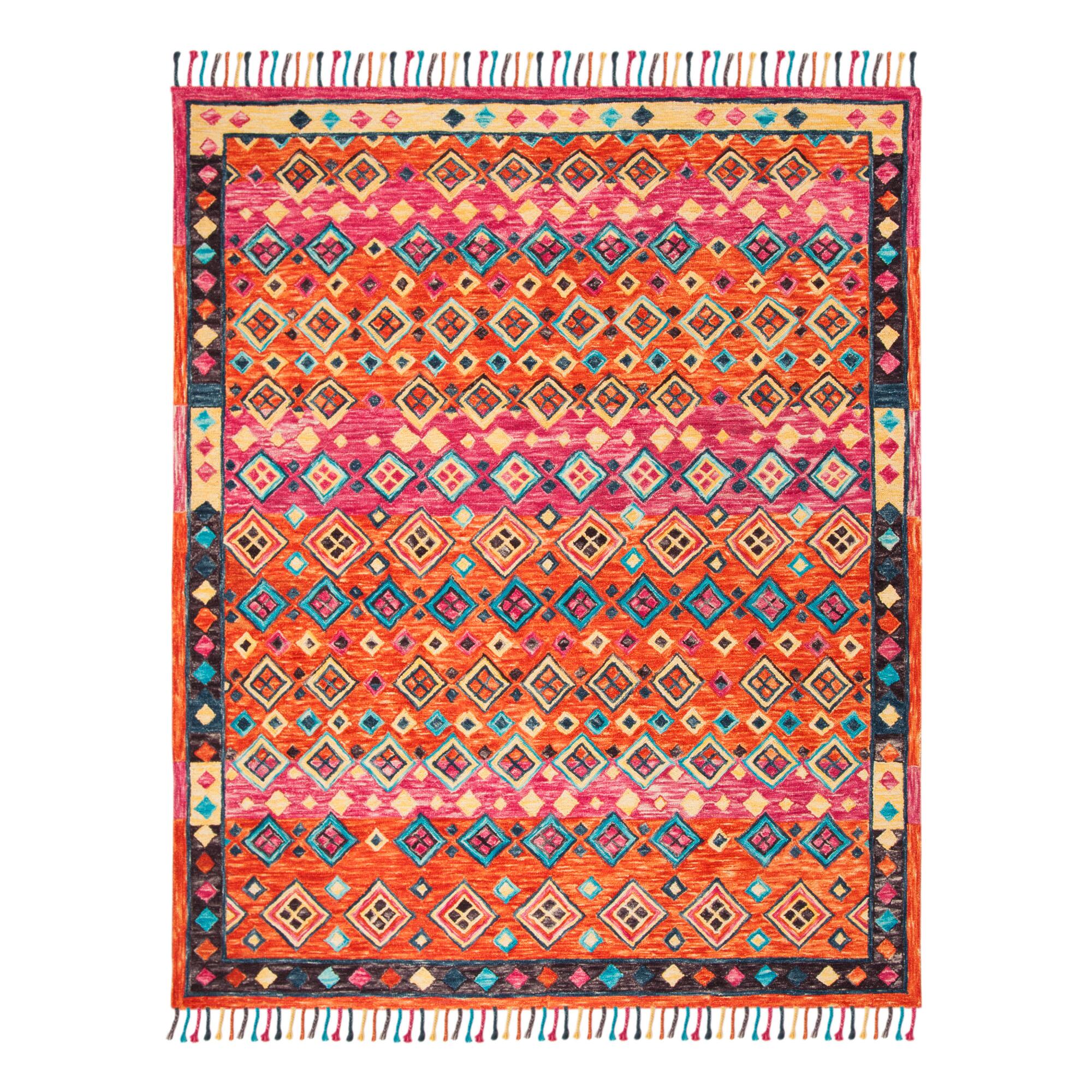 Orange And Pink Geo Wool Gillian Area Rug - 6' x 9' by World Market